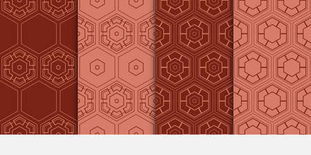 set of 4 seamless hipster geometric pattern. vector illustrationのイラスト素材