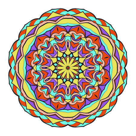 Hand drawn colorful mandala on a white background vector pattern. For greeting card, invitation, tattoo, yoga and spa symbol.のイラスト素材