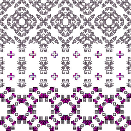 Scheme for Cross stitch pattern for clothing, elements of folk embroidery, vector ornament.のイラスト素材