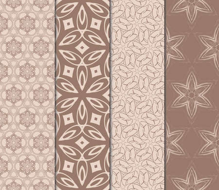 set of modern floral pattern of geometric ornament. Seamless  illustration.
