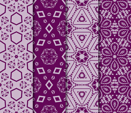 Set of Modern decorative floral pattern. template. Luxury texture for wallpaper, invitation. Vector illustration. purple colorのイラスト素材