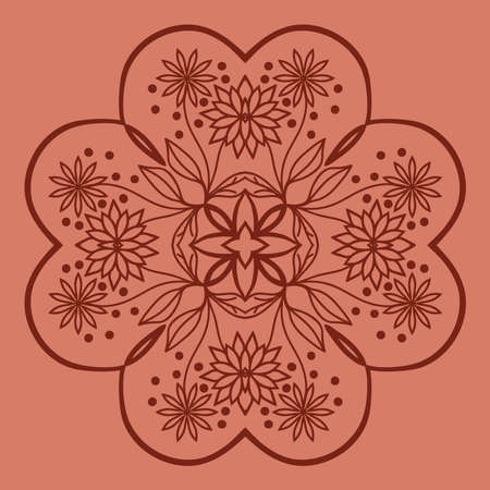 bright background with mandala ornament. vector illustration. brick colorのイラスト素材