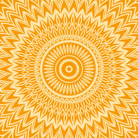 bright orange background with mandala ornament. vector illustration.のイラスト素材