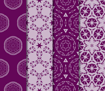 set of modern geometric seamless pattern background. decorative texture for wallpaper, invitation. Vector illustration. plum color.のイラスト素材