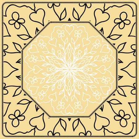 Pattern with floral Mandala, Decorative Border. Design for print Fabric.のイラスト素材