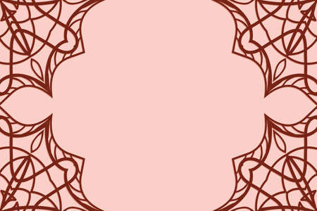 Romantic greeting card with floral mandala border. vector illustration. beige color. template for wedding invitation, greeting cardのイラスト素材