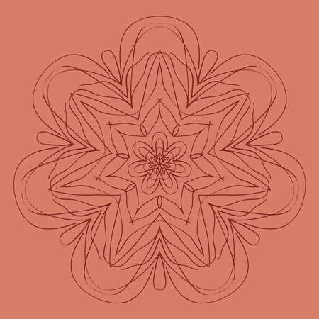 Bright orange background with mandala ornament. vector illustration.のイラスト素材