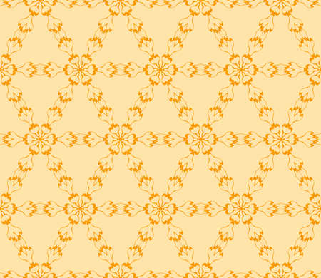 seamless geometric pattern with geometrical floral ornament. vector illustration. orange colorのイラスト素材