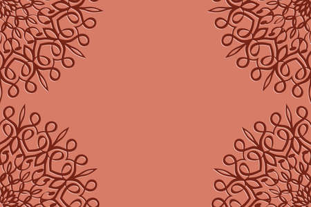 Card template with mandala border element. design with floral geometric pattern. vector illustration. brown color.のイラスト素材