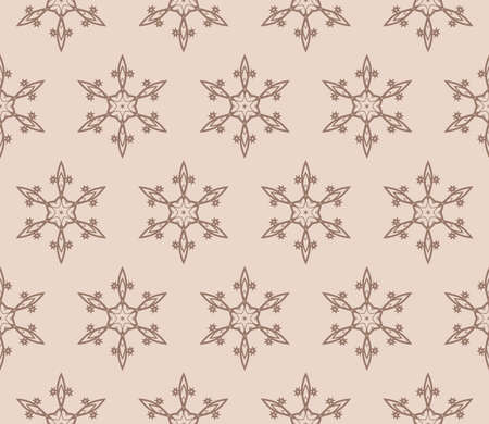 geometric design with floral ornament. seamless vector illustratio. coffee color. print for fabric, wallpaperのイラスト素材
