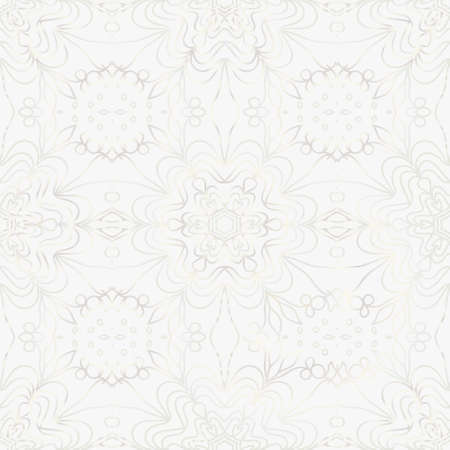 Beautiful background of seamless floral pattern. vector illustration. monochrome white gold color