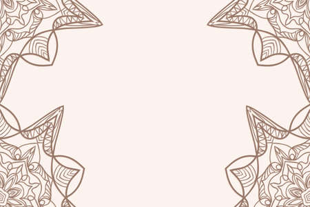 vintage background with floral mandala ornament. coffee color. Vector illustration. for greeting, invitation card.のイラスト素材