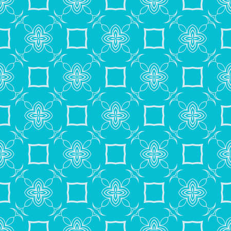 Modern blue floral pattern of geometric ornament. Seamless vector illustration.のイラスト素材