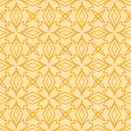 seamless floral geometric pattern. element for fabric print, scrapbook, invitation cards design. vector illustration. orange colorのイラスト素材