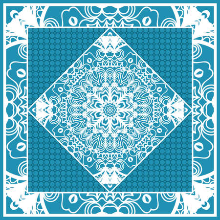 Design print for Pillow Vector Illustration. Pattern with Geometric Lace Floral Ornament.のイラスト素材