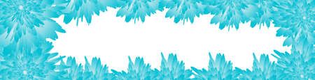 Horizontal web banner with floral insert in blue color style.のイラスト素材
