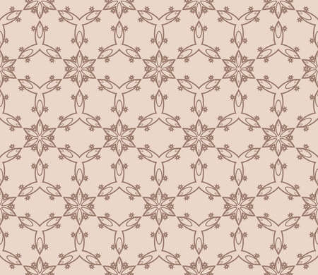 Geometric design with floral ornament. Seamless vector illustration in coffee color. Print for...