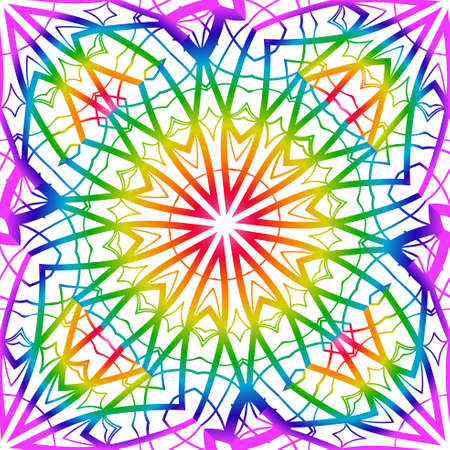 Bright holiday seamless background with floral design. Vector illustration in rainbow color.のイラスト素材