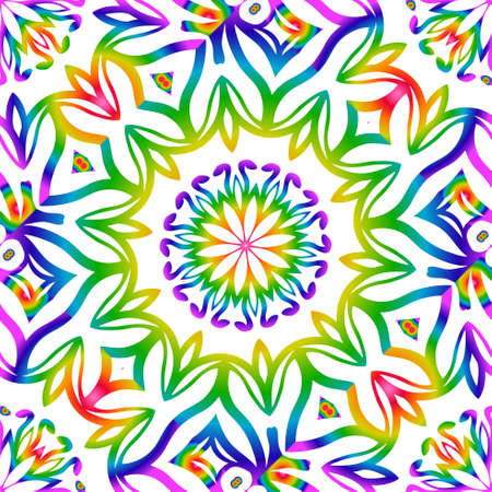 stylish seamless background with flower design. vector illustration. rainbow LGBT colorのイラスト素材
