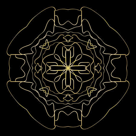black background with gold color mandala ornament. vector illustration.のイラスト素材