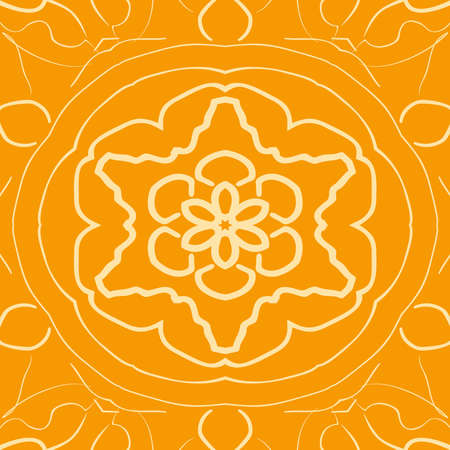 bright orange background with mandala ornament. vector illustration.のイラスト素材