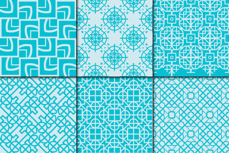 set of 6 geometric seamless pattern. vector illustration. modern ornament. design for wallpaper, background, textileのイラスト素材