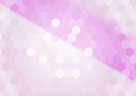 Banner of polygonal elements in purple gradient hexagon.