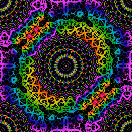SEAMLESS BACKGROUND with modern design. Floral lace geometric ornament. black, rainbow color. vector. for print, fabric, wallpaperのイラスト素材