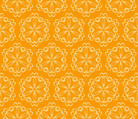 Seamless floral pattern. vector illustration. orange color. For design, wallpaper, background fills, fill, card, banner, flyer. Ethnic ornamentのイラスト素材