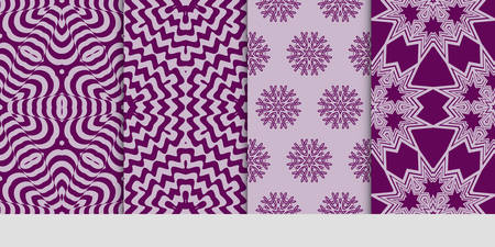 set of seamless pattern with geometric floral style background. for printing on fabric, paper for scrapbooking, wallpaper, cover, page book. vector illustration. purple colorのイラスト素材