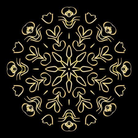 black background with gold color mandala ornament. vector illustration.のイラスト素材