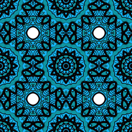 Oriental design with seamless Mandala illustration vector illustration on blue colorのイラスト素材