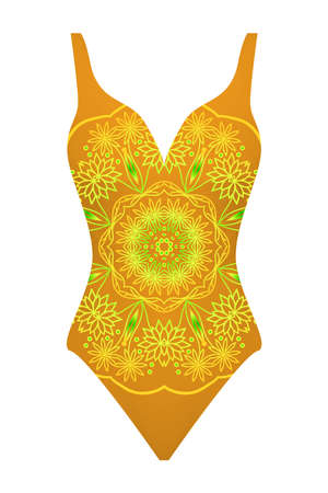 swimsuit vector illustration with print mandalaのイラスト素材