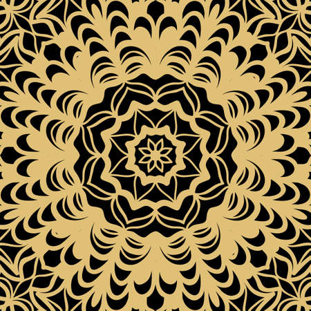 Geometric floral seamless background. Tribal ethnic ornate decoration. Vector graphic illustration.