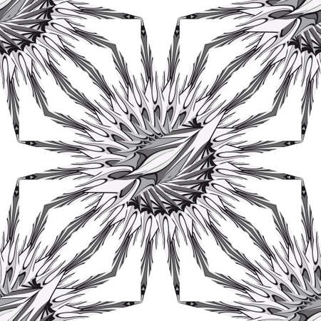 Seamless flower mandala pattern. abstract vector illustration. monochrome for design invitation, background and wallpaper.のイラスト素材
