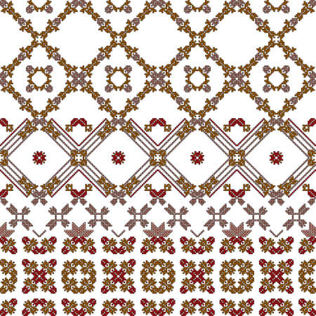 Mosaic seamless pattern. Vector Image. Rose, yellow, orange colors. For embroidery pattern. for the textile industry, home craftsのイラスト素材