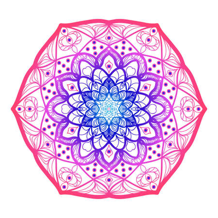 Floral mandala creative anti-stress ornament. vector illustration blue, purple color.のイラスト素材