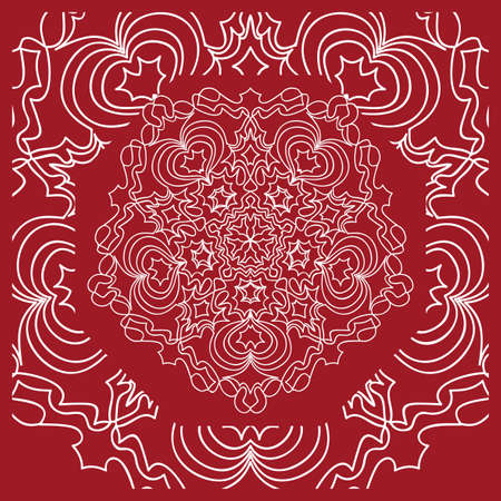 pattern from Mandala for the Print Textile Product. Vector illustration. Decorative curb treatment. Red colorのイラスト素材