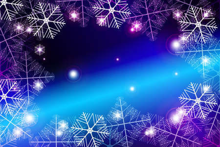 Blue and purple gradient New Year background. White snowflakes, Vector illustration. Merry Christmas and Happy New year theme. For greeting card, presentation, design.のイラスト素材
