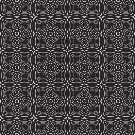 Sophisticated geometric seamless pattern based abstract line and shape vector illustration. For interior design, backgrounds, card, textile industry, black and white coloring.のイラスト素材