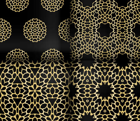 Set of black geometric seamless patterns.のイラスト素材