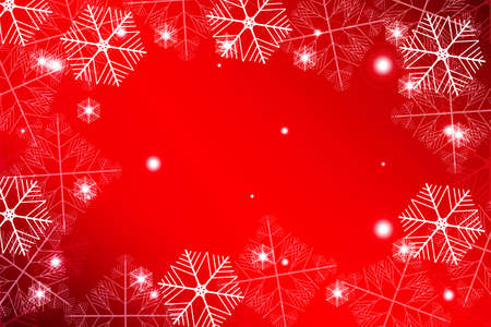 Red gradient New Year background. White snowflakes on red, Vector illustration. Mery Christmas and Hapy New year theme. For greeting card, presentation, designのイラスト素材