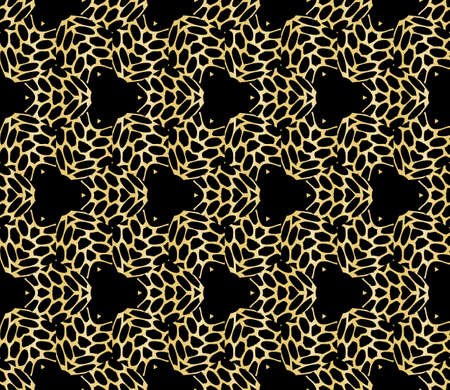 gold gradient color on black background. Abstract floral seamless pattern. geometry design. Vector....