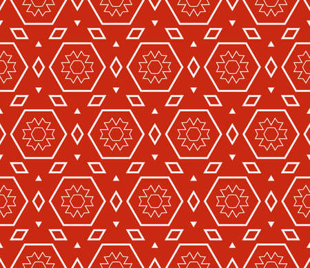 Seamless sophisticated geometric pattern based on repetitive simple forms. Vector illustration. Red...