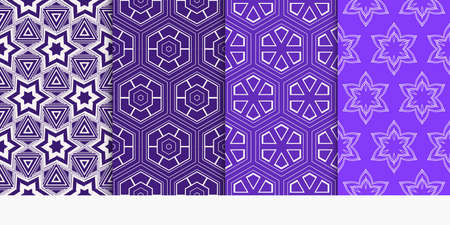 set of 4 geometry seamless pattern. abstract geometry shape triangle, hexagon. vector illustration....