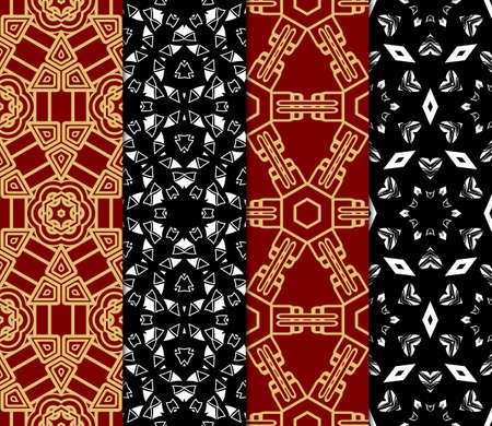 Set of Seamless pattern set. Fashion geometric ornament. Vodern texture. Vector illustration