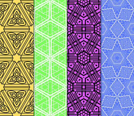 Modern geometric pattern set. Vector illustration in perfect matching color tones. For design, interior, fashionのイラスト素材