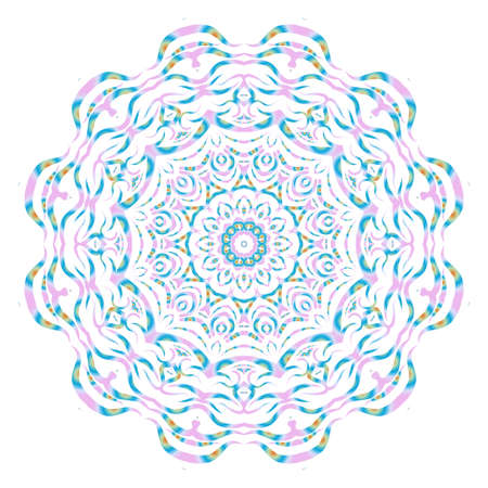 Beautiful round flower mandala. Vector dinamic illustration. Abstract ornamemt for meditation.のイラスト素材