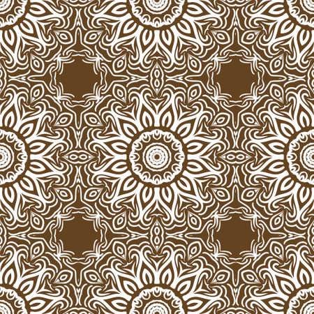 Decorative floral wallpaper for interior design. Modern geometric ornament. Seamless vector bohemian illustrationのイラスト素材