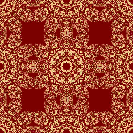 Decorative floral wallpaper for interior design. Modern geometric ornament. Seamless vector bohemian illustrationのイラスト素材